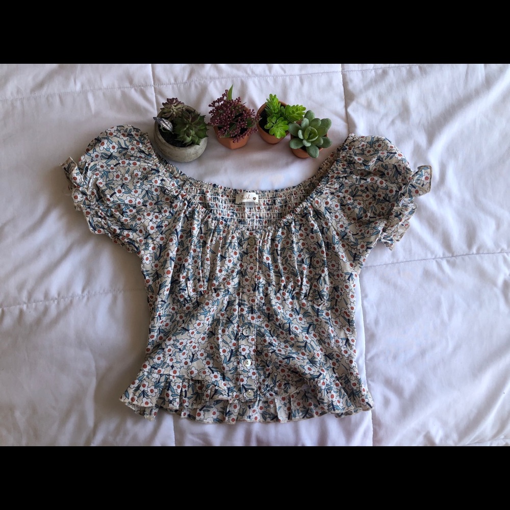Floral Ruched Crop Top